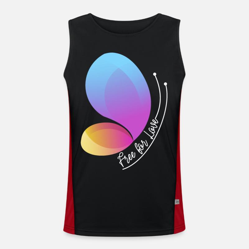 Free Through Love Gradient Butterfly - Men's Functional Contrast Tank Top - black/red