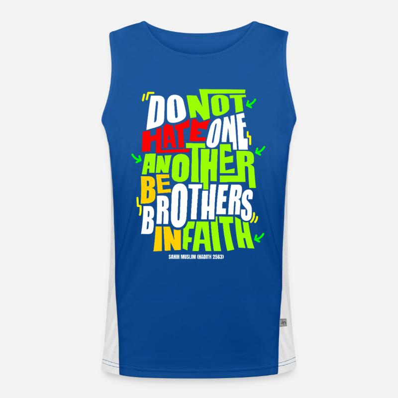 Hasst einander nicht Glaubenszitat Funktionelles Kontrast-Tank Top für Männer 