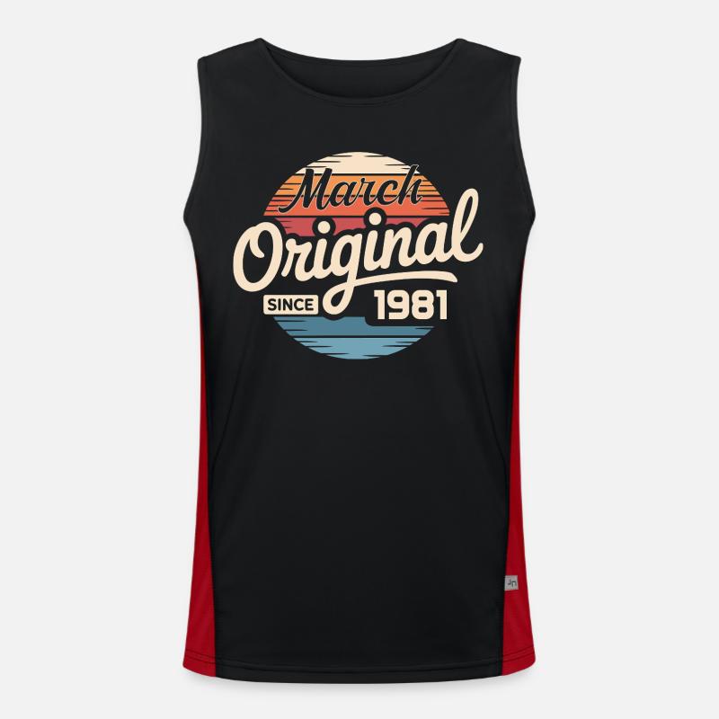 Legendary since march 1981 - Men's Functional Contrast Tank Top - black/red