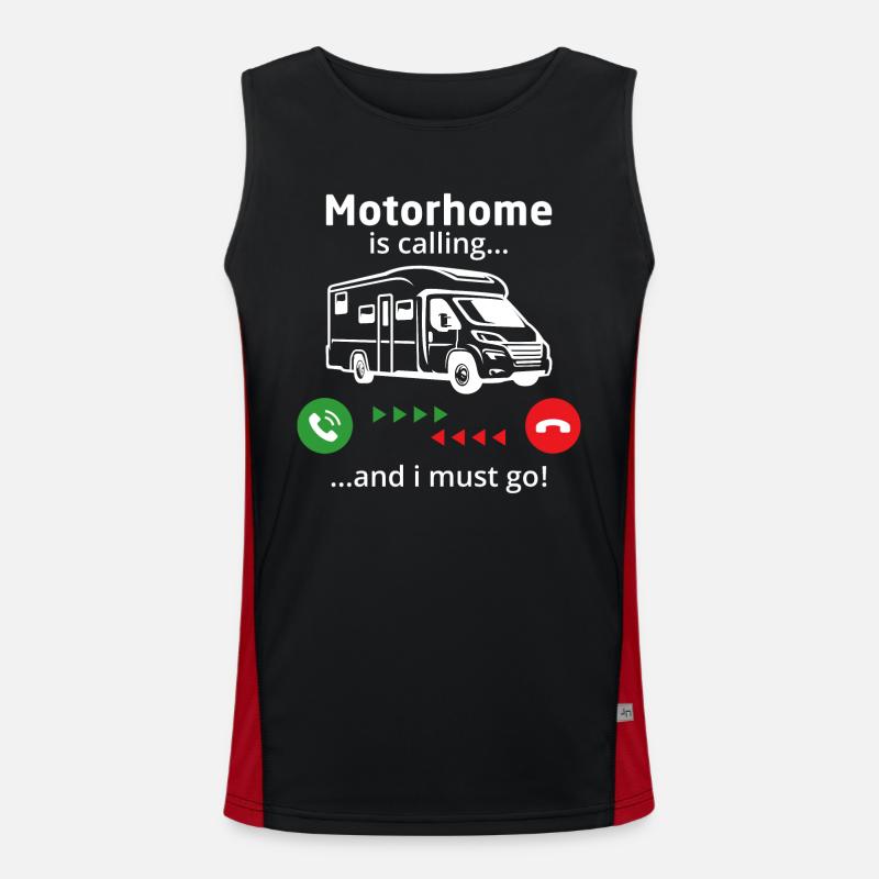 Motorhome is calling and i must go - Men's Functional Contrast Tank Top  - black/red