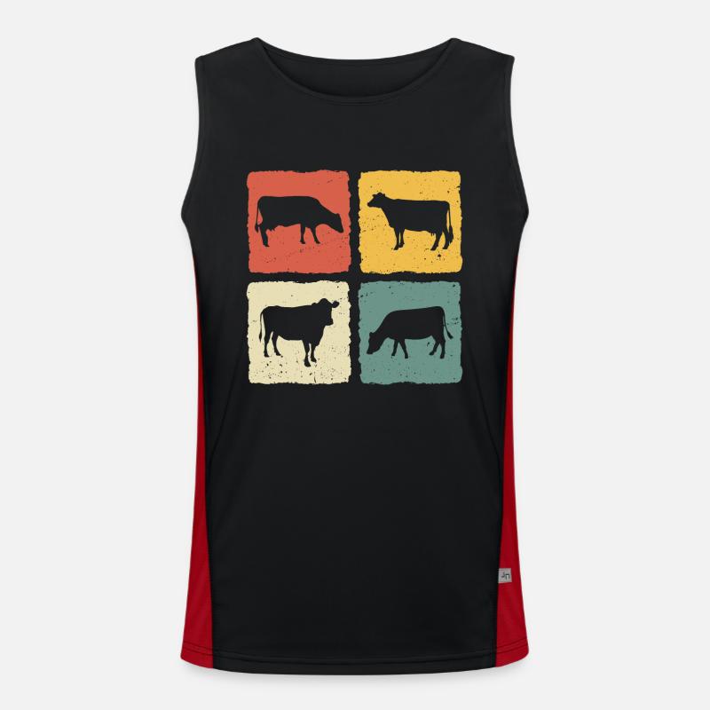 Kuh Retro Kühe Funktionelles Kontrast-Tank Top für Männer 