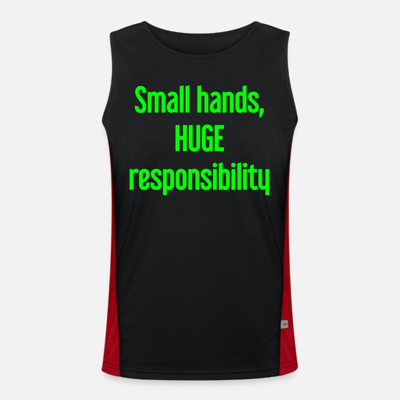 Small Hands, Huge Responsibility Parent Saying - Men's Functional Contrast Tank Top  - black/red