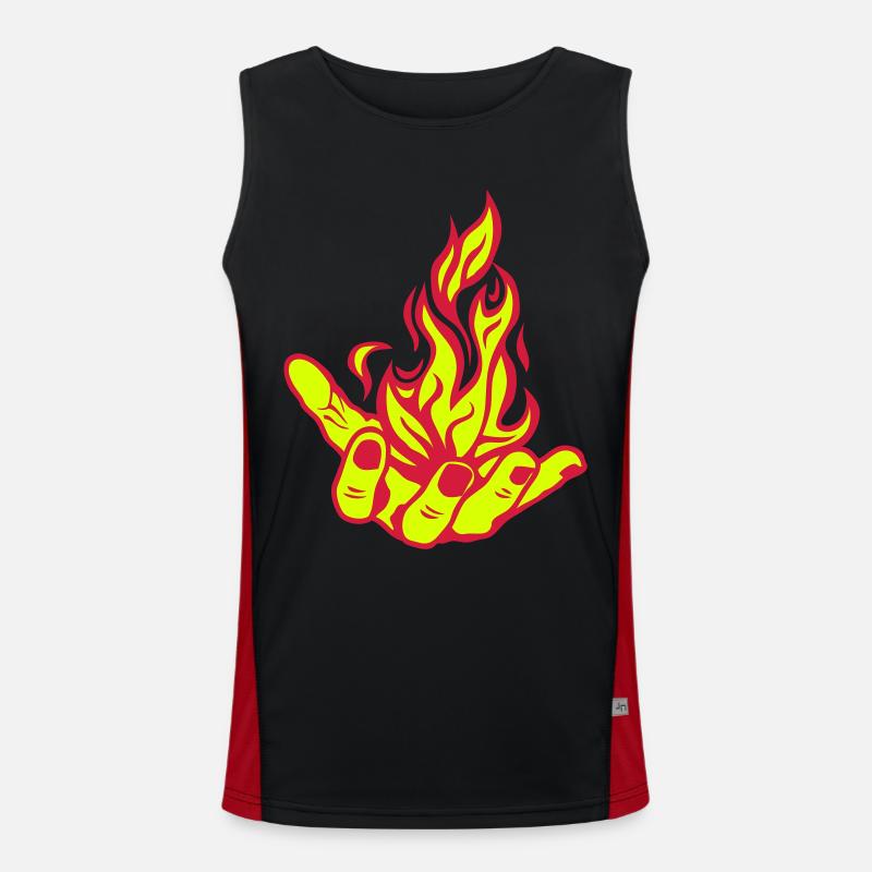 open hand open flame fire Fire1 hand Men's Functional Contrast Tank Top 