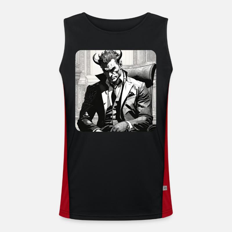 Elegant devil with suit and tie Men's Functional Contrast Tank Top 