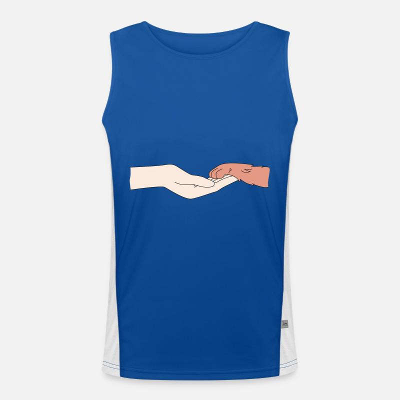 A human hand and a dog's paw Men's Functional Contrast Tank Top 