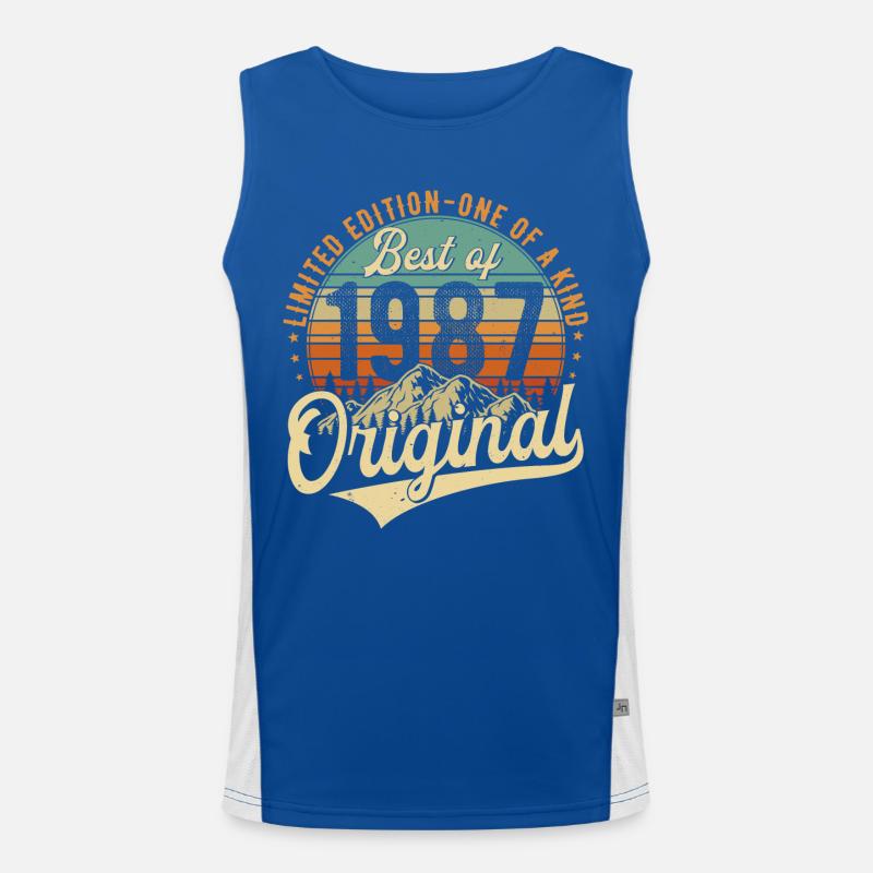 Original 1987 Vintage Birthday Retro Men's Functional Contrast Tank Top 