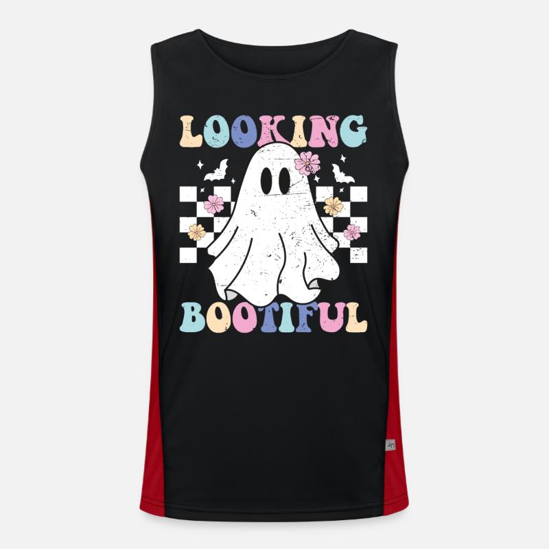 Looking Botiful Ghost Halloween - Men's Functional Contrast Tank Top  - black/red