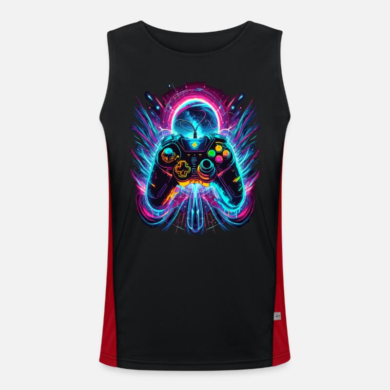 Vibrant Neonfarben Retro Gaming Controller Funktionelles Kontrast-Tank Top für Männer 