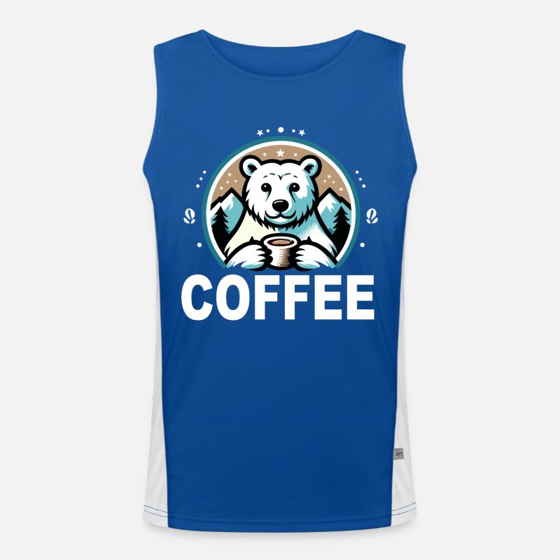Polar Bear, Coffee, Coffee Drinker, Office, Cafe Owner, Cafe Men's Functional Contrast Tank Top 