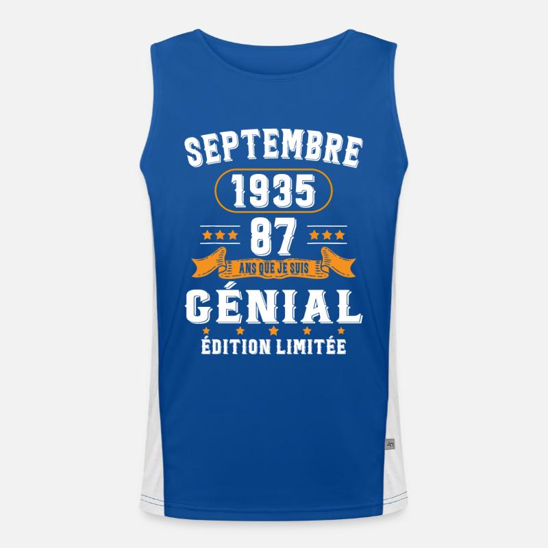 87 Ans Anniversaire Vintage Né(e) Septembre 1935 Débardeur respirant contrasté Homme 