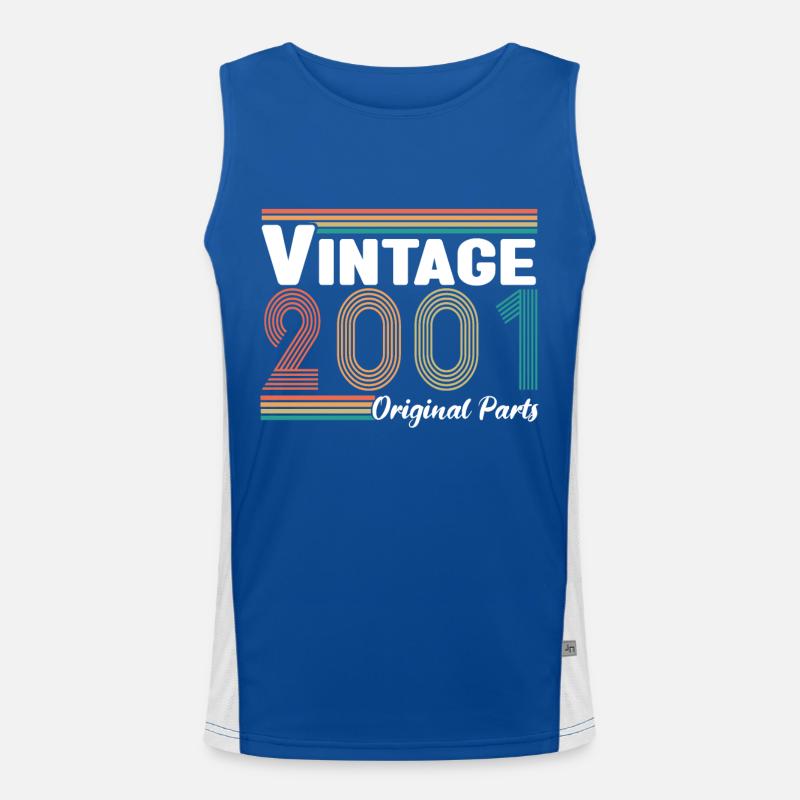 Vintage 2001 Jubiläum Retro Geschenk Funktionelles Kontrast-Tank Top für Männer 