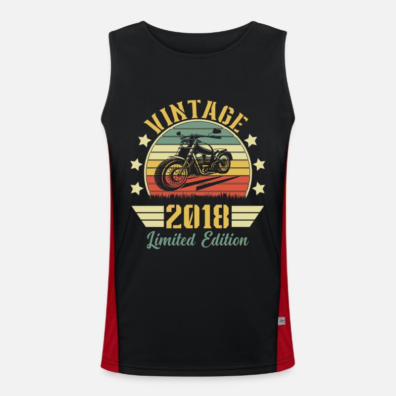 Vintage 2018 Retro Motorcycle Birthday Gift Men's Functional Contrast Tank Top 