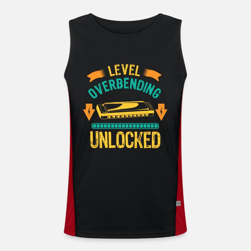 Level Overbending Unlocked Harmonica Player Gift Funktionelles Kontrast-Tank Top für Männer 