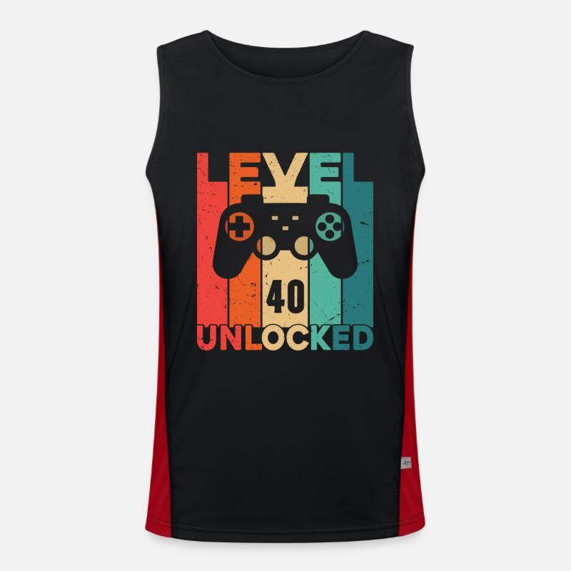 Level 40 Unlocked - Men's Functional Contrast Tank Top  - black/red