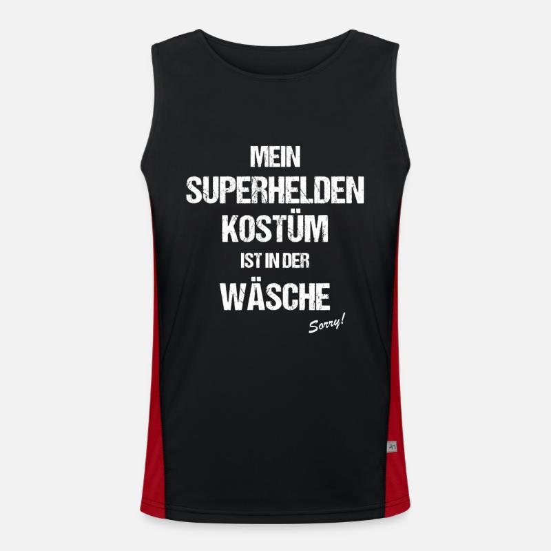 Karneval Superhelden Kostüm Ausrede Alaaf Helau Funktionelles Kontrast-Tank Top für Männer 