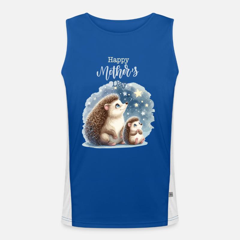 Muttertag Mama Igel Kind Mutter Geschenk Familie Funktionelles Kontrast-Tank Top für Männer 