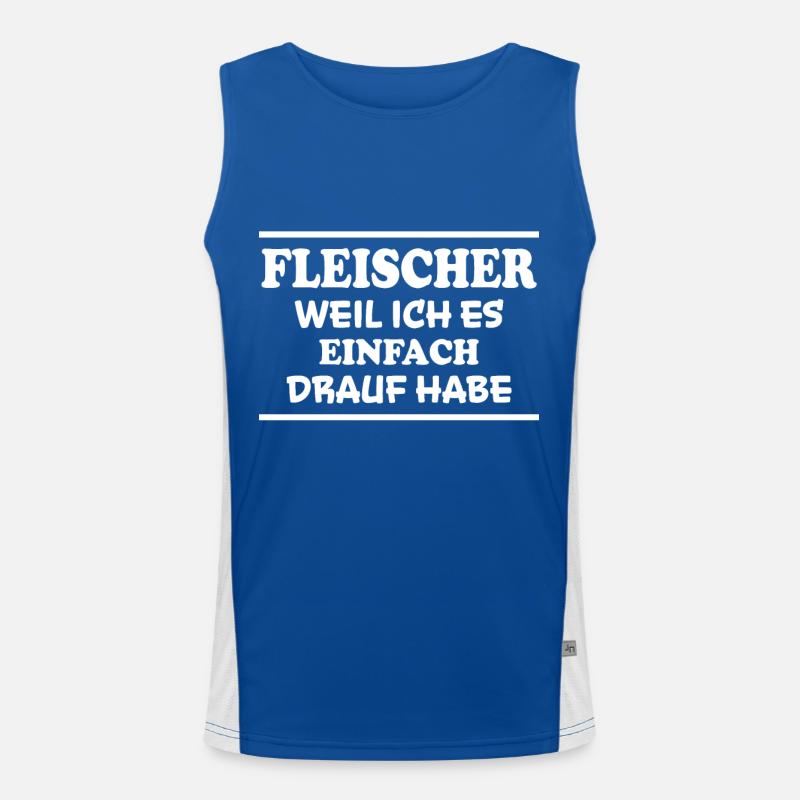 Fleischer Spruch Metzger Lustig Fleischer Geschenk Funktionelles Kontrast-Tank Top für Männer 