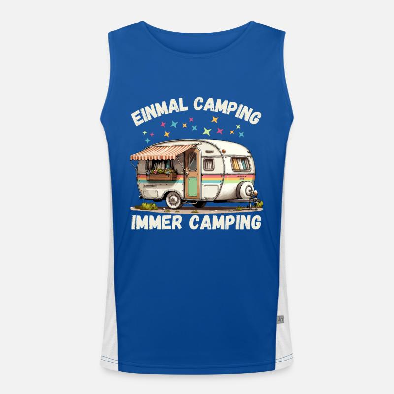 Camping Camper Wohnwagen Retro Campingplatz Reise Funktionelles Kontrast-Tank Top für Männer 