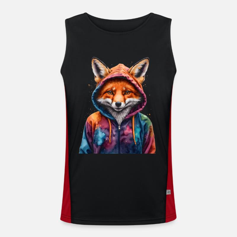 Sweat à capuche Fox Imprimé de conception d’animaux drôles colorés Débardeur respirant contrasté Homme 