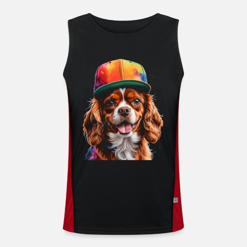 Cavalier King Charles Spaniel Snapback Cap Dog Men's Functional Contrast Tank Top 
