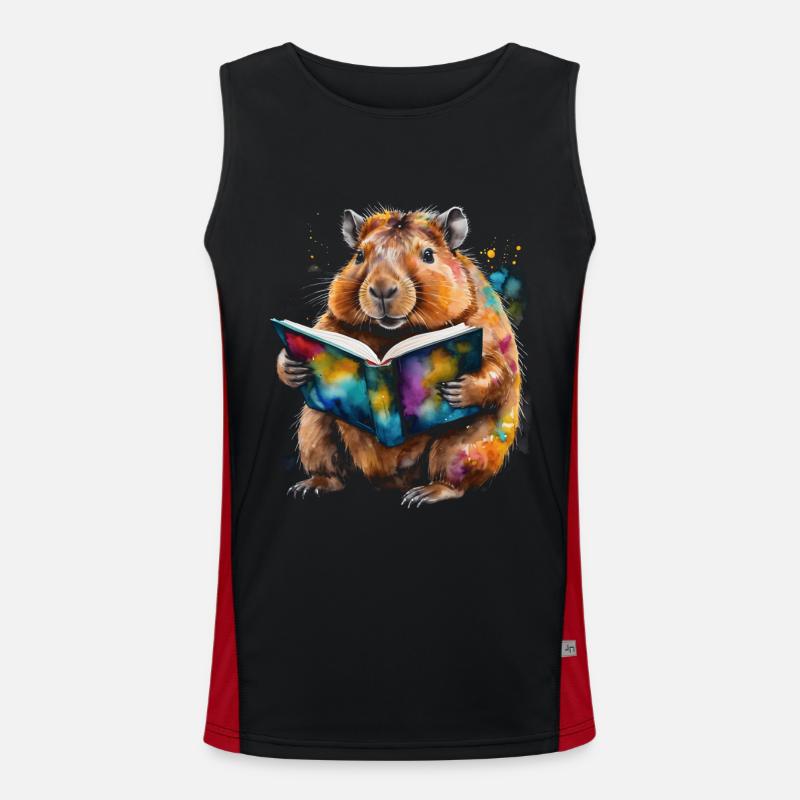 Capybara livre de lecture Capy coloré Animal Design Print Débardeur respirant contrasté Homme 