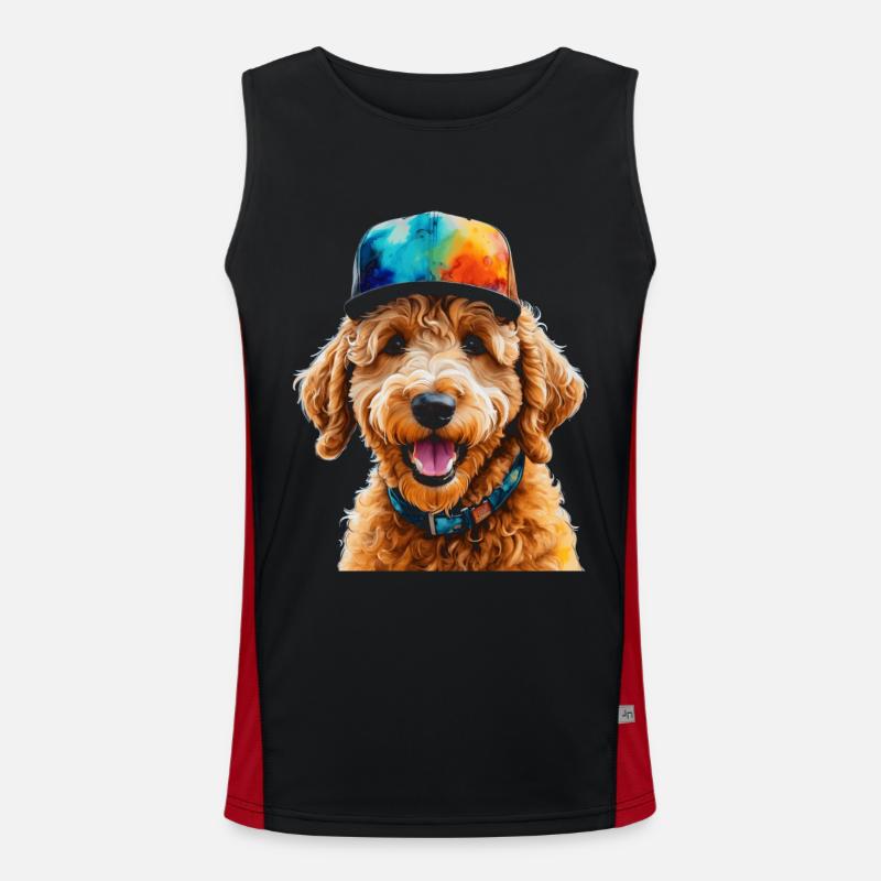 Goldendoodle Snapback Cap Dog Animal Design Print Men's Functional Contrast Tank Top 