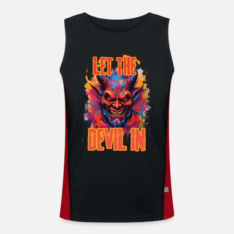 LET THE DEVIL IN. - Men's Functional Contrast Tank Top  - black/red