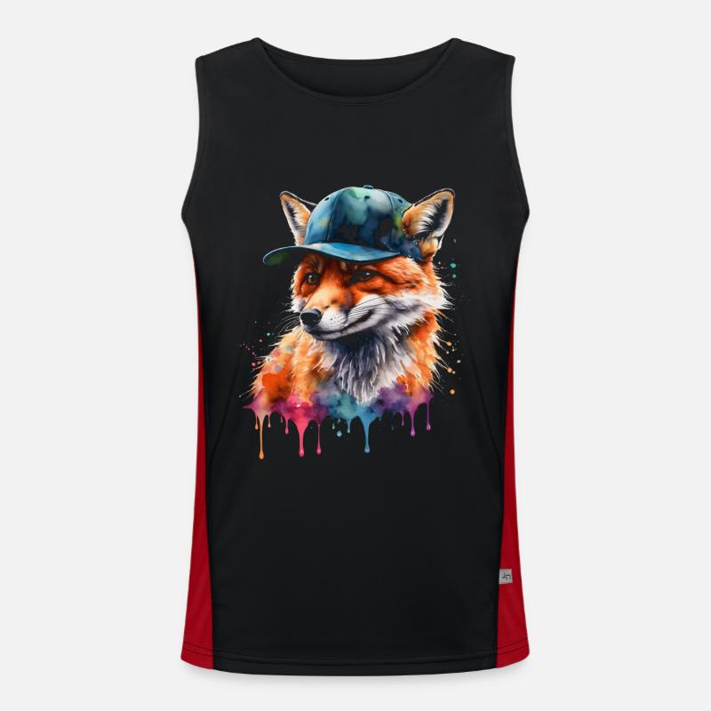 Fuchs Snapback Cap Cool Tier Design Print Funktionelles Kontrast-Tank Top für Männer 