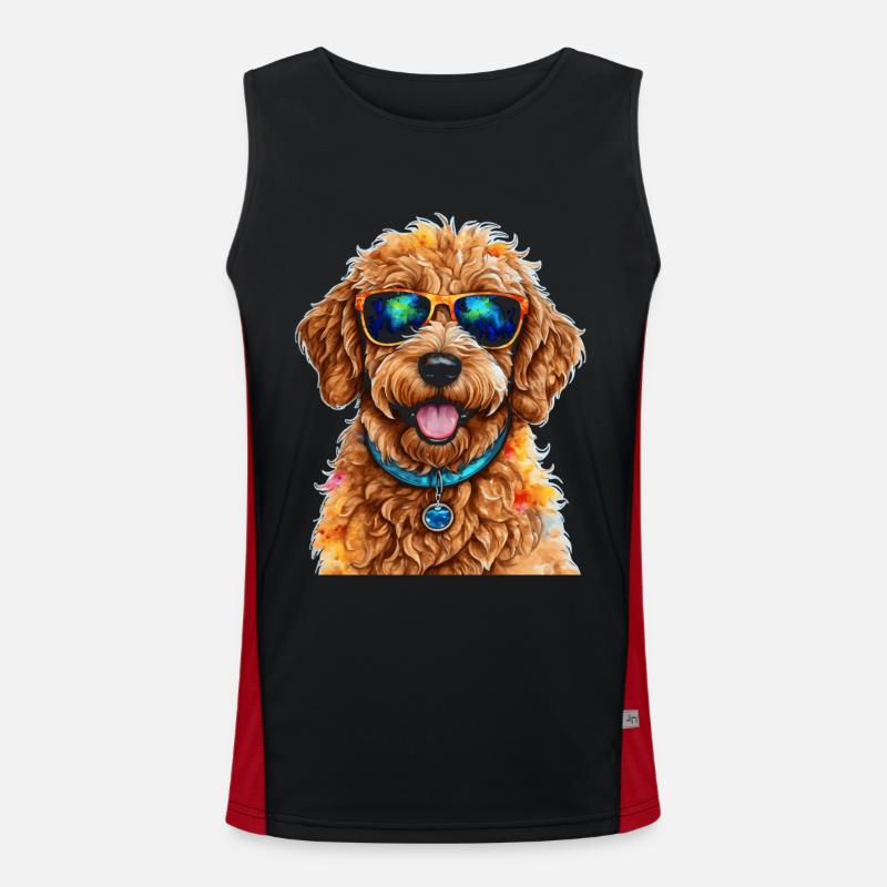 Goldendoodle Sonnenbrille Hund Tier Design Print Funktionelles Kontrast-Tank Top für Männer 