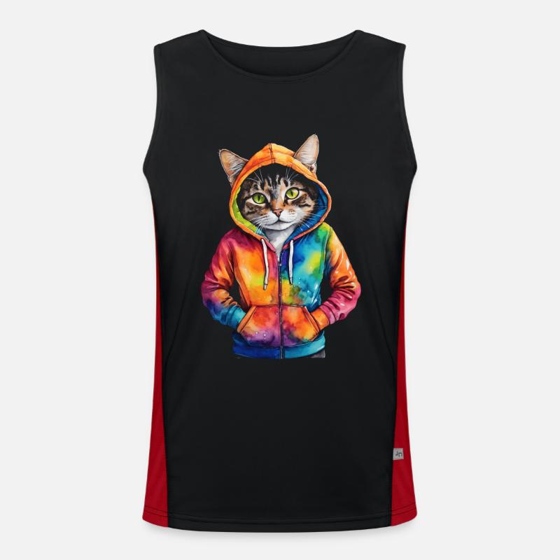 Chat Sweat à capuche Coloré Drôle Animal Design Imprimer Débardeur respirant contrasté Homme 