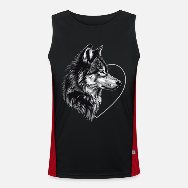 Wolf - Men's Functional Contrast Tank Top  - black/red