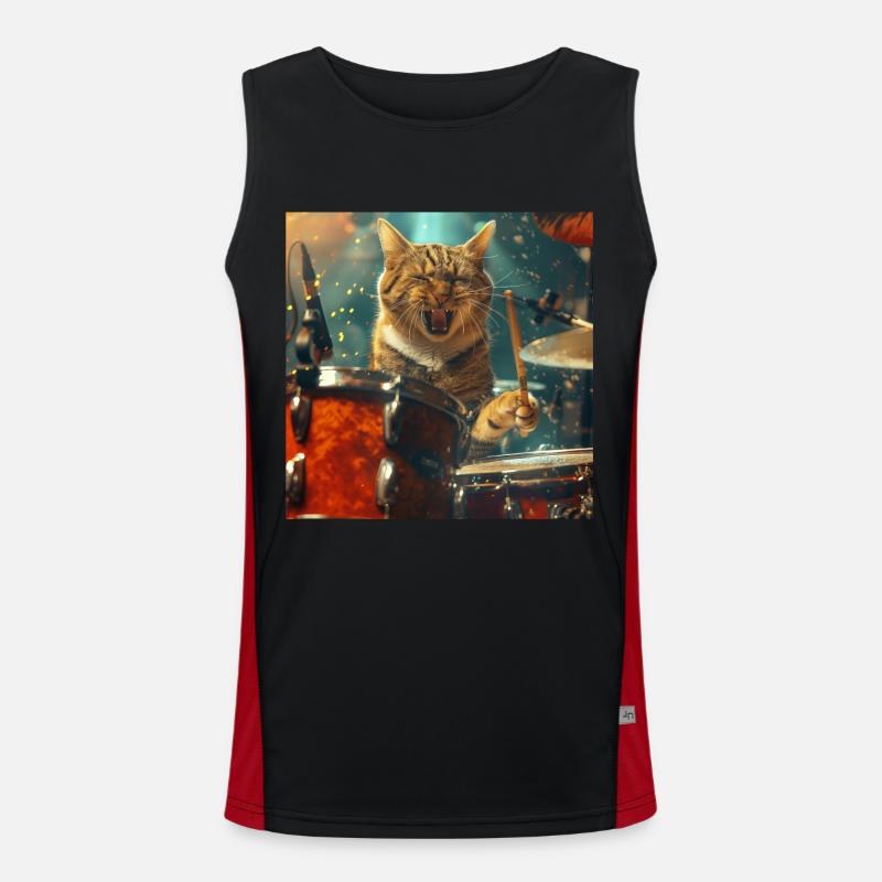Cat - Men's Functional Contrast Tank Top - black/red