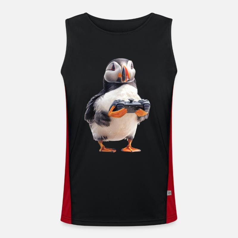 Puffin - Men's Functional Contrast Tank Top  - black/red