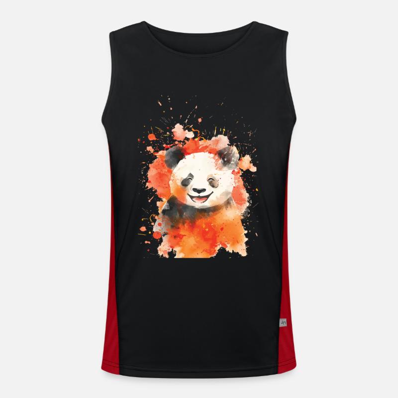 Panda - Men's Functional Contrast Tank Top  - black/red