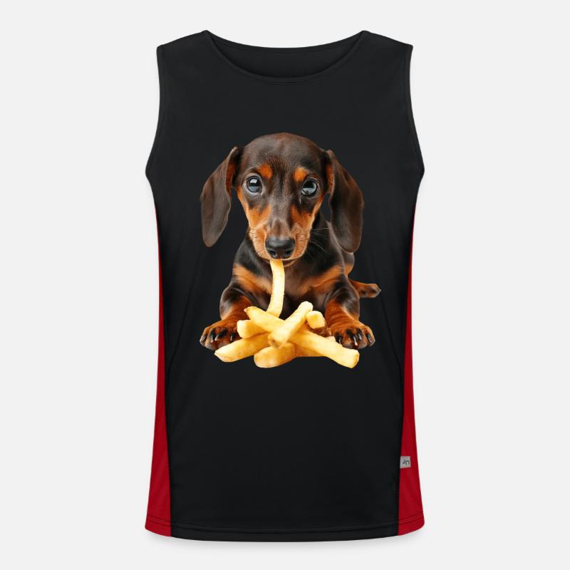 Dachshund - Men's Functional Contrast Tank Top  - black/red