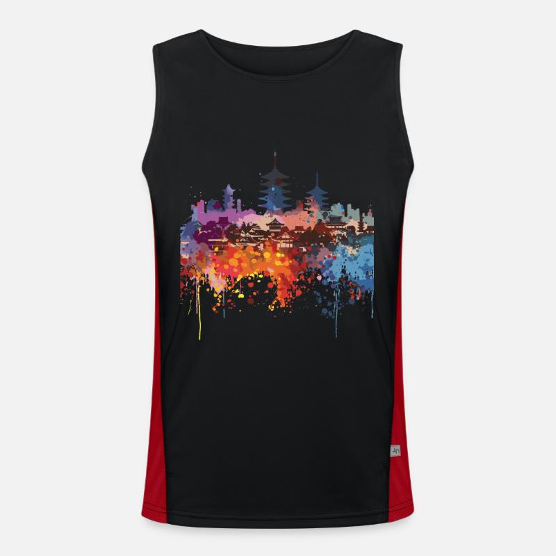 Hikone - Men's Functional Contrast Tank Top - black/red