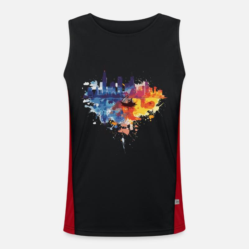 Gdynia - Men's Functional Contrast Tank Top  - black/red