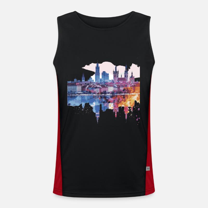 Kalisz - Men's Functional Contrast Tank Top - black/red