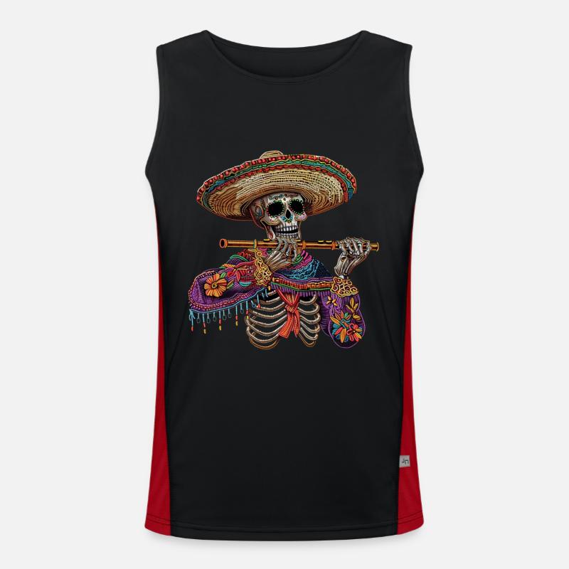 Flûte Squelette Mexicain Débardeur respirant contrasté Homme 
