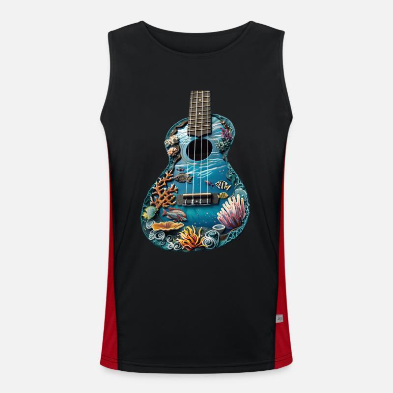 Fish Ukulele - Men's Functional Contrast Tank Top  - black/red