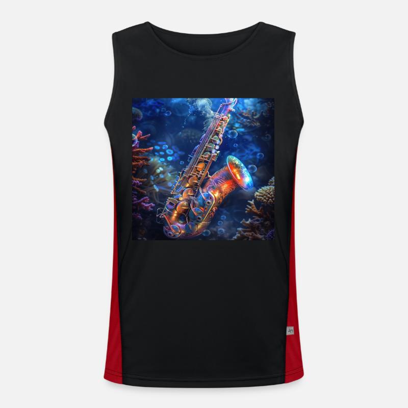 Saxophon Funktionelles Kontrast-Tank Top für Männer 