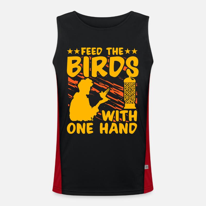 Füttern Sie die Vögel mit einer Hand Funktionelles Kontrast-Tank Top für Männer 
