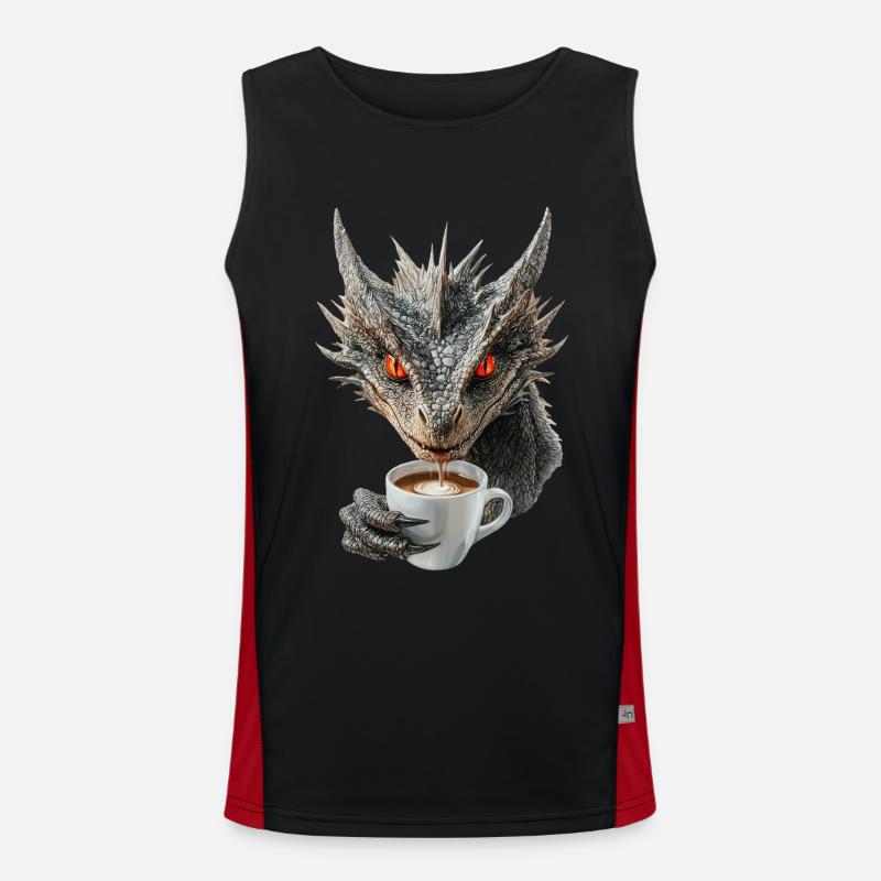 Drachen Kaffee Funktionelles Kontrast-Tank Top für Männer 