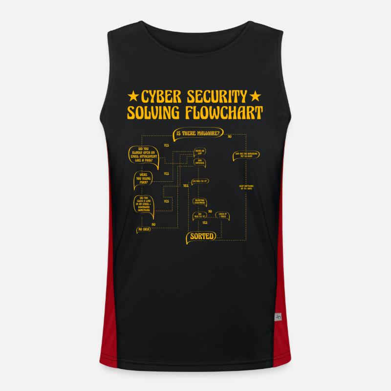 Cyber Security Solving Flowchart - Men's Functional Contrast Tank Top  - black/red