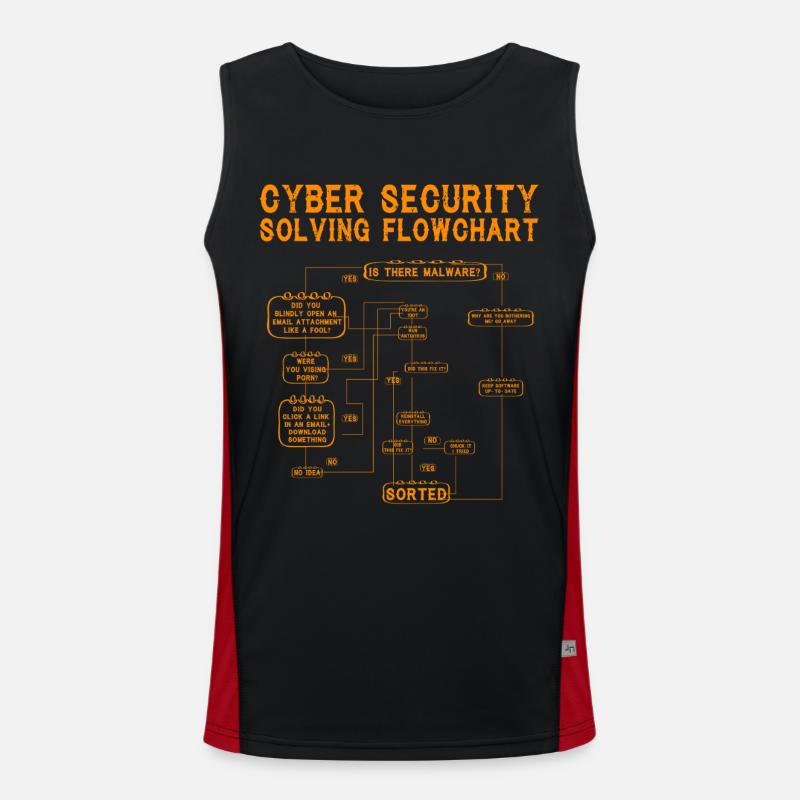Cyber Security Solving Flowchart - Men's Functional Contrast Tank Top  - black/red