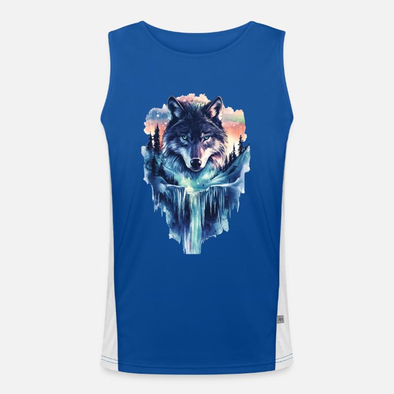 Wolf Funktionelles Kontrast-Tank Top für Männer 