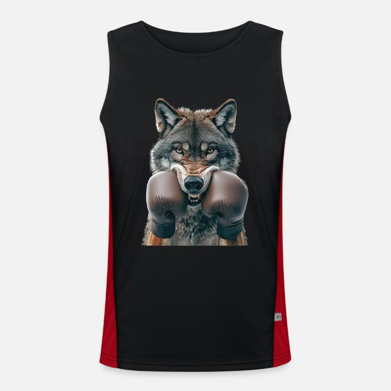 Wolf Funktionelles Kontrast-Tank Top für Männer 