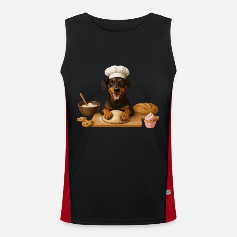 Dobermann Backen Kuchen Kekse Funktionelles Kontrast-Tank Top für Männer 