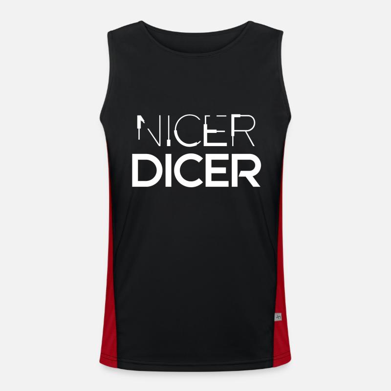 NICER DICER, gift, funny - Men's Functional Contrast Tank Top  - black/red