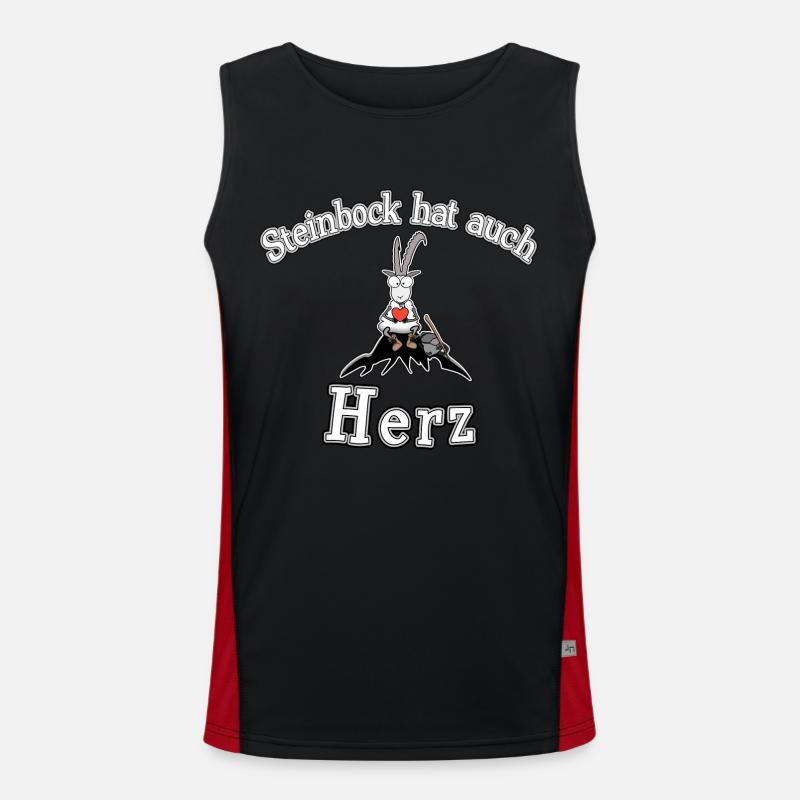 Steinbock hat Herz Funktionelles Kontrast-Tank Top für Männer 